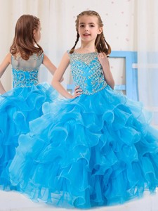 Ball Gowns Scoop Organza Side Zipper Beaded Bodice Little Girl Pageant Dress 