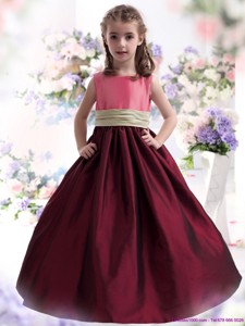 Perfect Multi Color Ruffled Flower Girl Dress With Sash