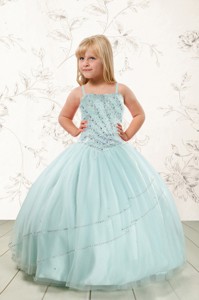 Luxurious Beading and Ruffles Little Girl Pageant Dress in Aqua Blue 