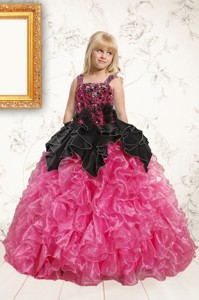 Exclusive Pink Flower Girl Dress with Beading and Ruffles 