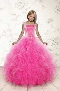 Most Popular Beading And Ruffles Little Girl Pageant Dress In Pink