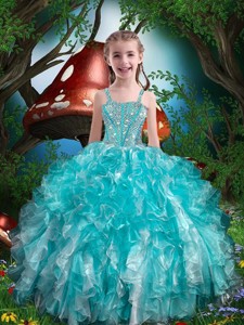 Hot Sale Straps Little Girl Pageant Dress With Beading And Ruffles For Summer
