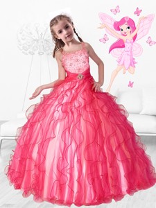 Beautiful Beaded Little Girl Pageant Dress With Ruffles