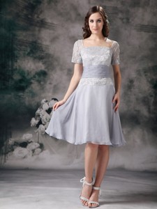Square Knee-length Chiffon And Lace Mother Of The Bride Dress