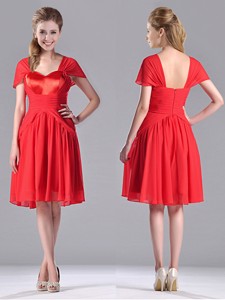 New Arrivals Empire Short Sleeves Chiffon Mother Of The Bride Dress In Red
