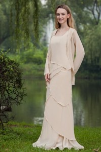 Simple Column Square Floor-length Chiffon Mother of the Bride Dress