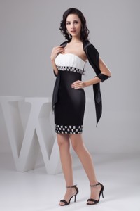 Black and White Mini Mother of the Groom Dress with Beading