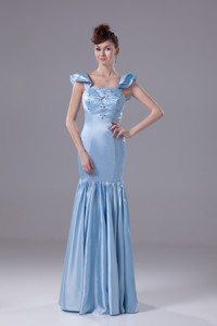 Mermaid Long Mother Dress with Beaded Embroidery and Ruffled Cap Sleeves