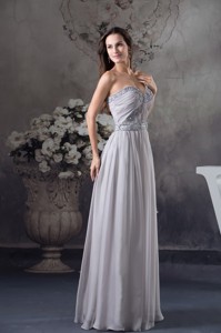 Beaded Embroidery Sweetheart Mother Of The Bride Dress in Gray with Belt