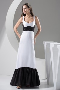 Elegant Black and White Straps Empire Mother of The Groom Dress