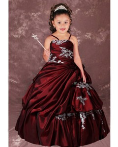 Ball Gown Ruching Strapless Appliques and Ruching Little Girl Pageant Dress 