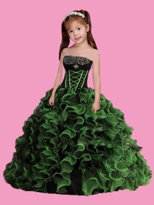 Fashionable Strapless Ball Gown Ruffles Little Girl Pageant Dress