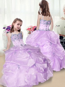 Perfect Beading and Appliques Little Girl Pageant Gowns in Lavender 