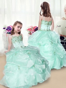 Elegant Beading And Appliques Little Girl Pageant Dress In Apple Green