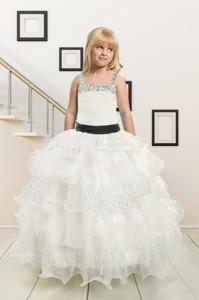 Fitting and Affordable Little Girl Pageant Dress with Beading and Ruffles 