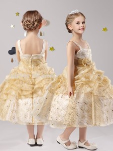 Latest Straps Flower Girl Dress With Pick Ups