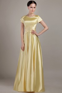 Yellow Empire Scoop Neck Floor-length Taffeta Beading Mother of the Bride Mother of the Bride Dress