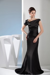 Mermaid Black Mother Of The Bride Dress with Asymmetrical Neck