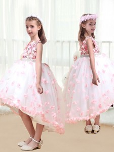 New Arrivals High Low Flower Girl Dress With Appliques