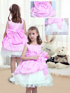 Perfect A Line Scoop Mini Length Bowknot Flower Girl Dress