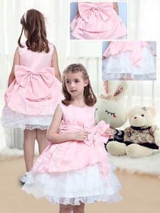 Perfect A Line Scoop Mini Length Bowknot Flower Girl Dress