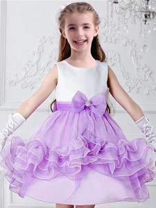 Pretty Bowknot Mini Length Multi Color Flower Girl Dress With Scoop
