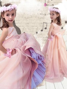 Pretty Ball Gown Peach Flower Girl Dress With Bowknot