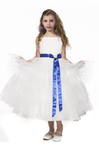 Romantic Ruffled Layers and Bowknot Flower Girl Dress in White 