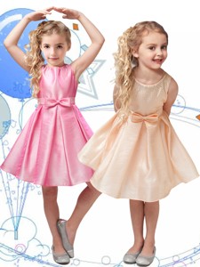 Romantic Scoop Organza Little Girl Pageant Dress with Beading and Bowknot 