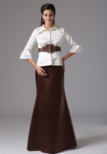 Modest Column High-neck Mother Of The Bride Dress With Long Sleeves And Belt In Danbury Connect