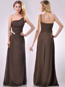 Low Price One Shoulder Taffeta Beaded Mother Of The Bride Dress In Brown