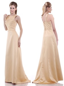 Simple Column Scoop Bowknot Mother Of The Bride Dress In Champagne