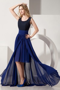 Navy Blue Empire Scoop High-low Chiffon Mother Of The Bride Dress