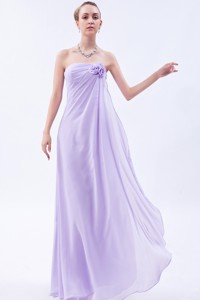 Lilac Empire Strapless Floor-length Chiffon Hand Made Flowers Mother Of The Bride Dress