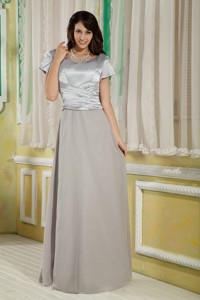Grey Empire Scoop Floor-length Chiffon and Satin Ruch Mother Of The Bride Dress