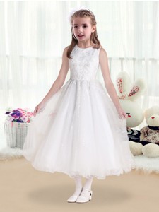 Latest Scoop White Flower Girl Dress With Beading And Appliques