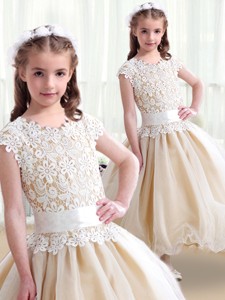 Simple Scoop Ball Gown Flower Girl Dress With Belt