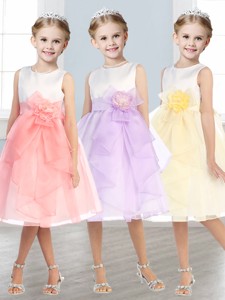 Beautiful Scoop Tulle Little Girl Pageant Dress with Hand Made Flowers and Ruffles 