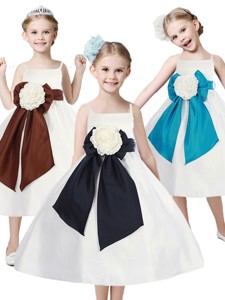 Fashionable Spaghetti Straps Little Girl Pageant Dress with Hand Made Flowers and Sashes 