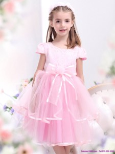 Unique Bowknot And Appliques Little Girl Dress