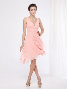 Elegant V Neck Side Zipper Prom Dress With Asymmetrical