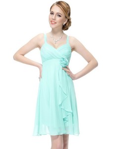 New Style Short Hand Made Flowers Prom Dress With Straps
