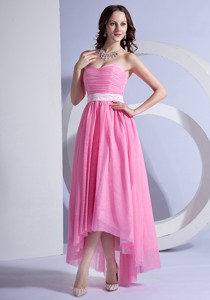 Pink Chiffon High-low Prom Dress Sweetheart Neckline