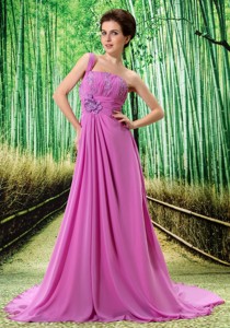 Custom Made Lavender One Shoulder Appliques Clarines Prom Dress Beaded Decorate Bust In Formal Eveni