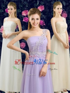 Discount One Shoulder Ankle Length Bridesmaid Dress with Appliques