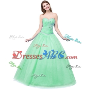 Simple Sweetheart Tulle Apple Green Quinceanera Dress with Beading