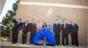 Beautiful Really Puffy Royal Blue Quinceanera Package with Beading and Ruffles