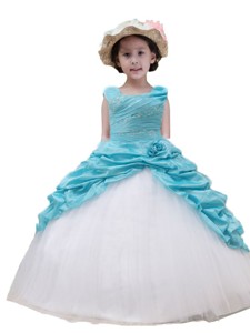 Cute Straps Ball Gown Beading And Ruching Little Girl Pageant Dress