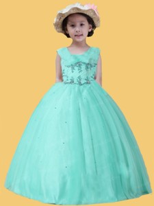 Apple Green Ball Gown Organza Little Girl Pageant Dress