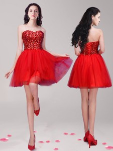 Wonderful Red Tulle A Line Cocktail Dress With Beading